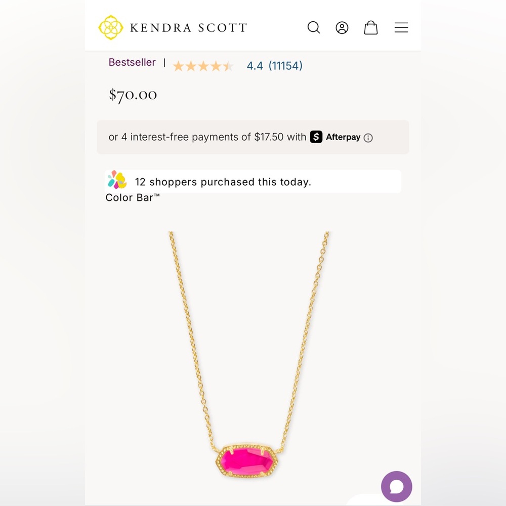 Kendra ScottElisa Gold pendant Necklace Hot Pink New - Picture 1 of 6